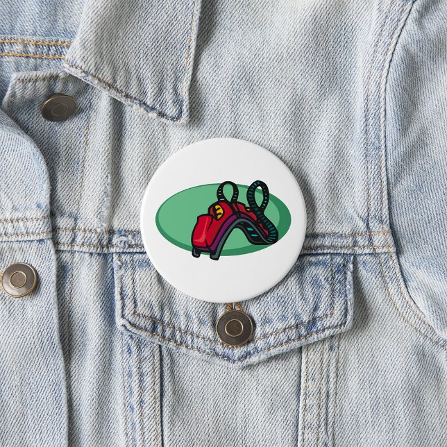 Red Colourful Roller Coaster Ride 3 Inch Round Button (Creator Uploaded)