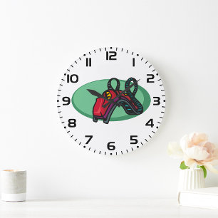 Red Colourful Roller Coaster Ride Large Clock