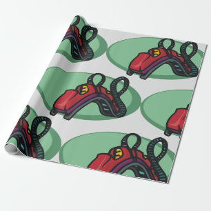 Red Colourful Roller Coaster Ride Wrapping Paper