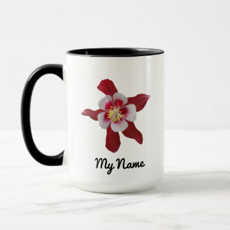 Red Columbine Mug with Custom Name