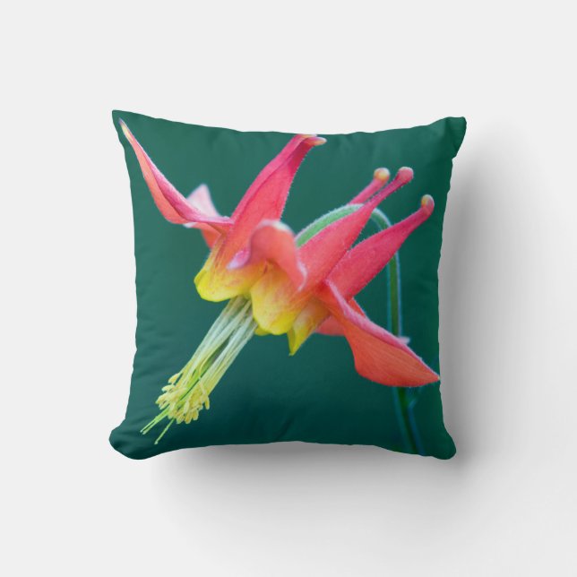 Red Columbine Throw Pillow (Front)