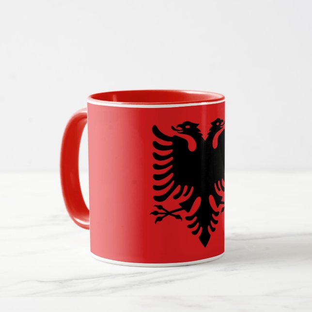 Red Combo Mug with flag of Albania (Front Left)