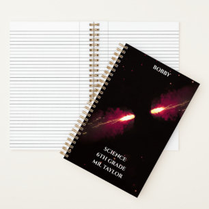 Red Comets Collide Red Cosmic Space Notebook