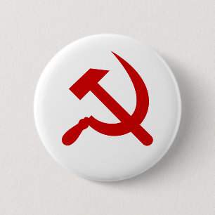 Red Communism hammer and sickle 2 Inch Round Button