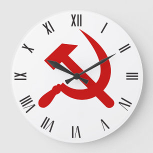 Red Communism hammer and sickle Large Clock