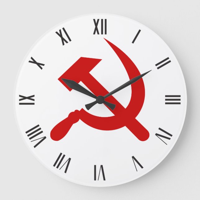 Red Communism hammer and sickle Large Clock (Front)