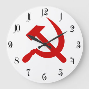 Red Communism hammer and sickle Large Clock