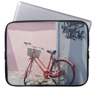 RED COMMUTER BIKE ON ROAD LAPTOP SLEEVE
