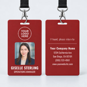Red Company Logo Employee Photo ID Badge