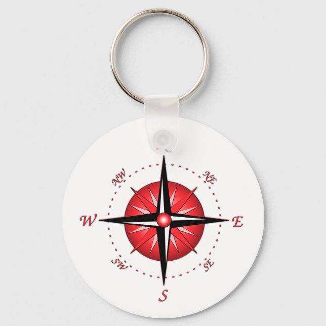 Red Compass Rose Keychain (Front)