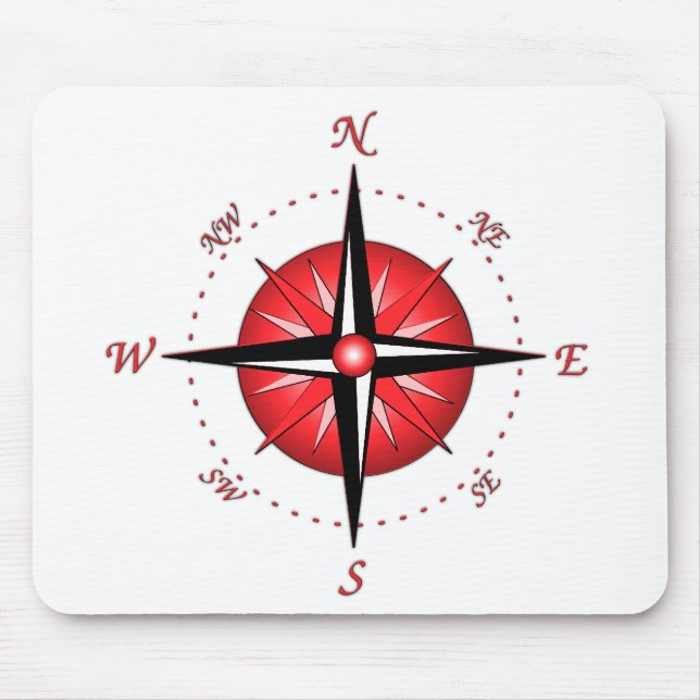 Red Compass Rose Mouse Pad (Front)