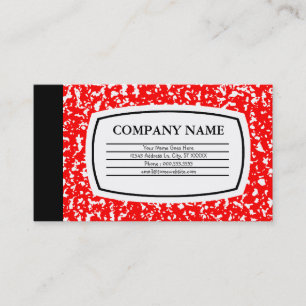 red composition book business card