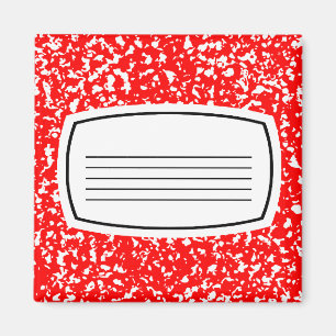 red composition book magnet