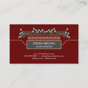 Red Computer engineer Science Circuit Board Coding Business Card