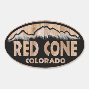 Red Cone Colorado wooden sign oval stickers