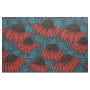 Red coneflowers fabric