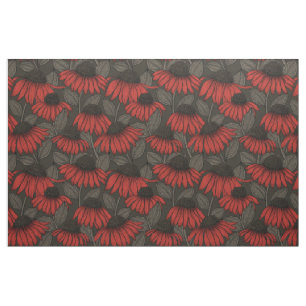 Red coneflowers on brown fabric