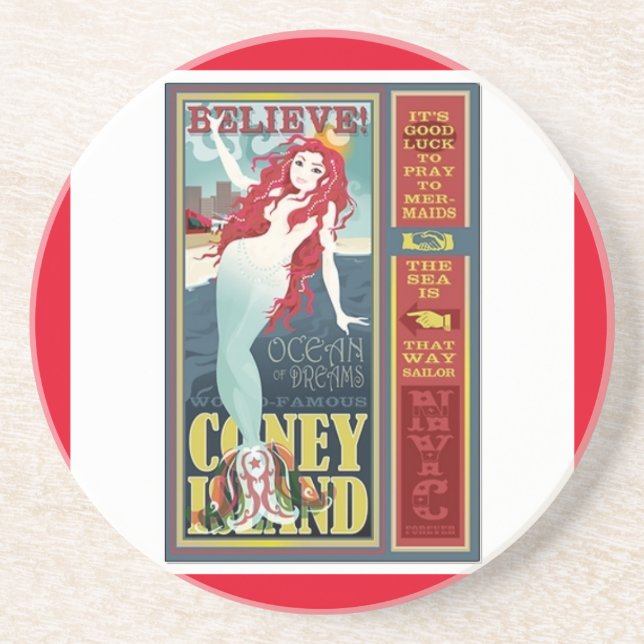 red coney island mermaid coaster (Front)