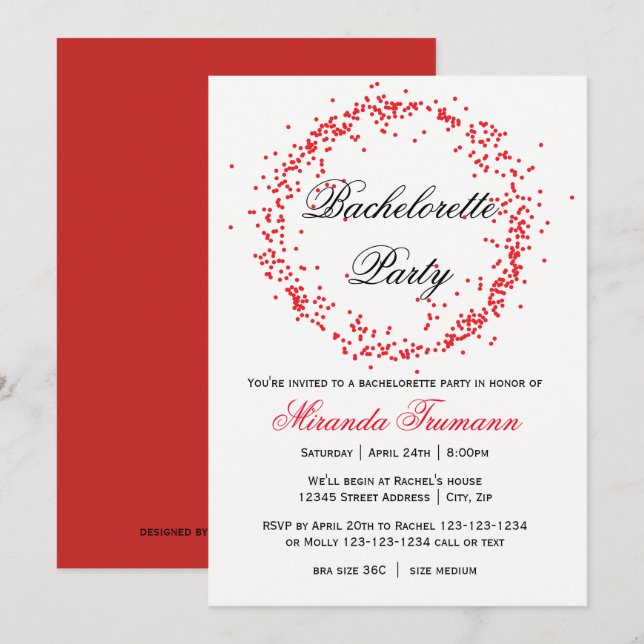 Red Confetti - Bachelorette Party Invitation (Front/Back)