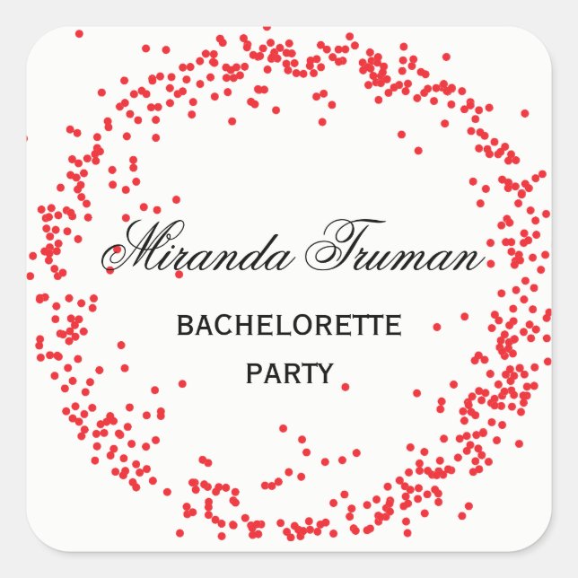Red Confetti Bachelorette Party - Sticker Carré (Devant)