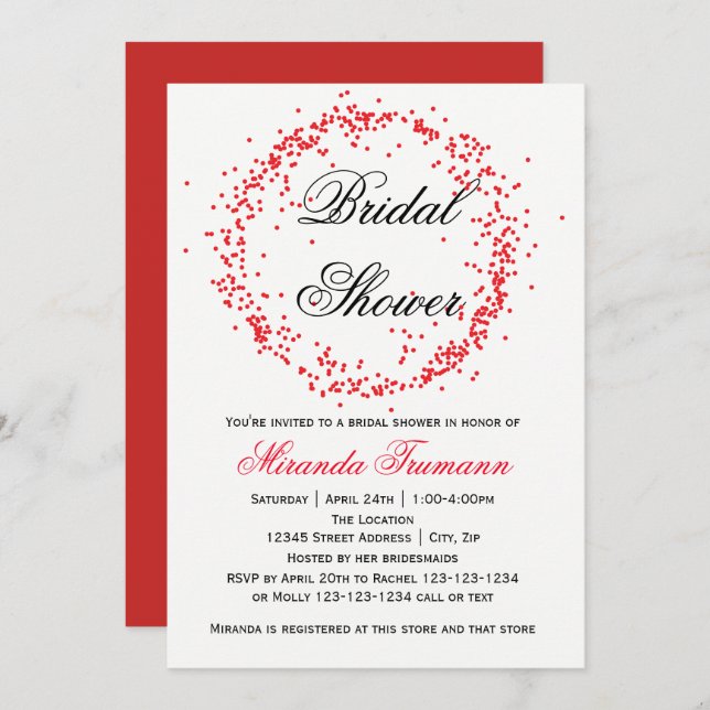 Red Confetti - Bridal Shower Invitation (Front/Back)
