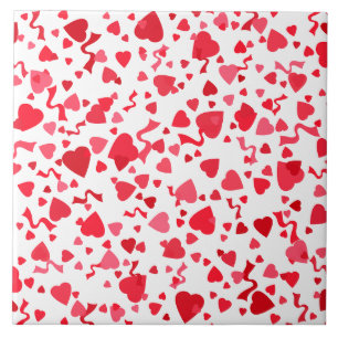 Red Confetti Hearts Design Tile