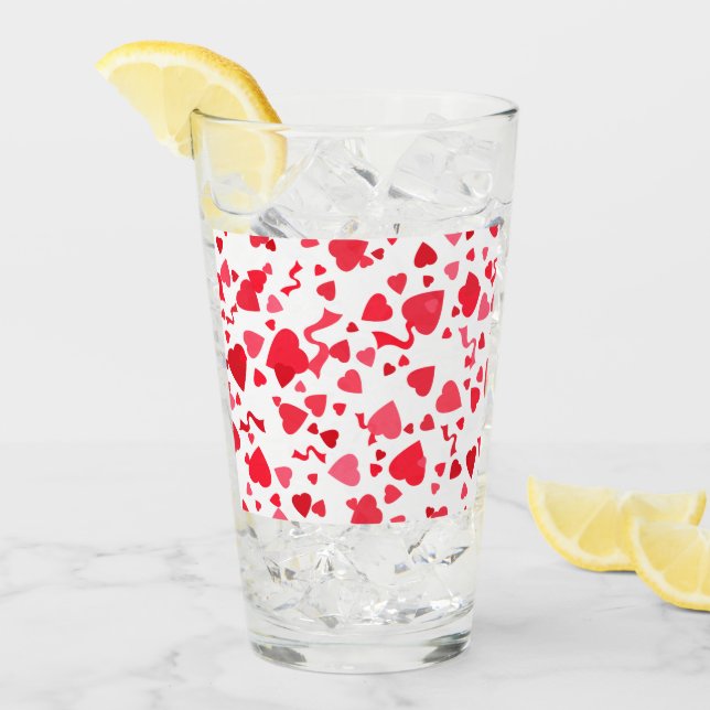Red Confetti Hearts  Glass (Front Ice)