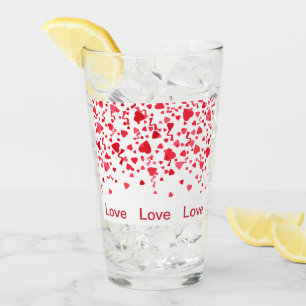 Red Confetti Hearts Love Valentine's Day Glass