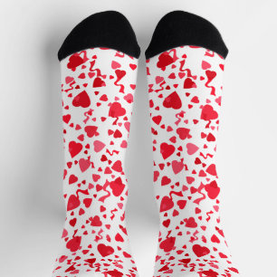 Red Confetti Hearts Pattern Socks