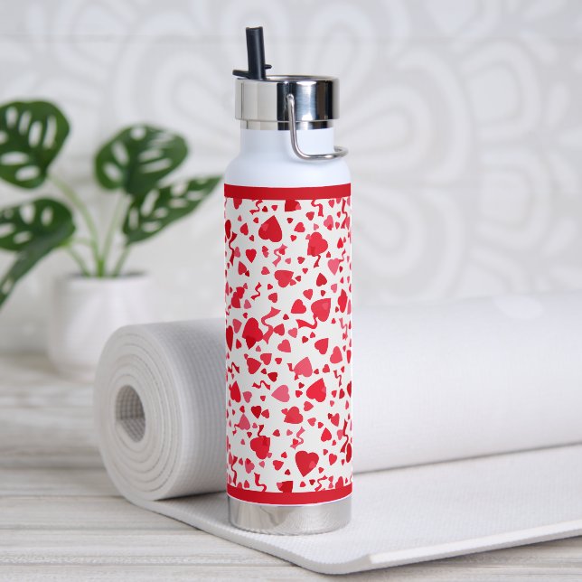 Red Confetti Hearts  Water Bottle (Yoga)