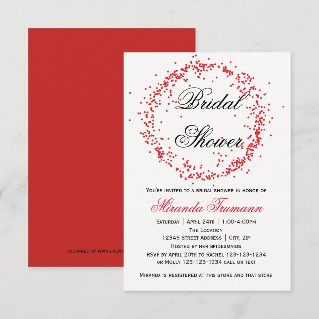 Red Confetti - Invitation de douche nuptiale 3x5 (Devant / Derrière)