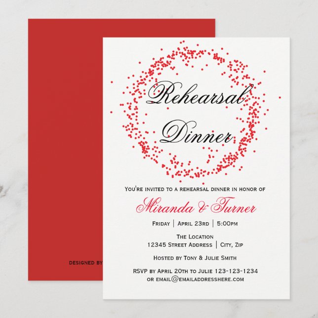 Red Confetti - Rehearsal Dinner Invitation (Front/Back)