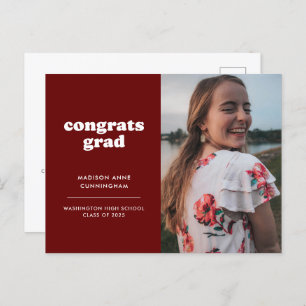 Red Congrats Grad Photo Graduation Invitation