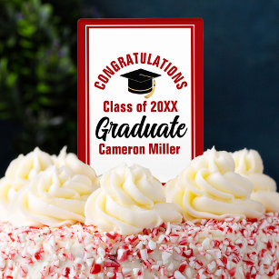 Red Congratulations Graduate Custom 2024 Party Cake Pick