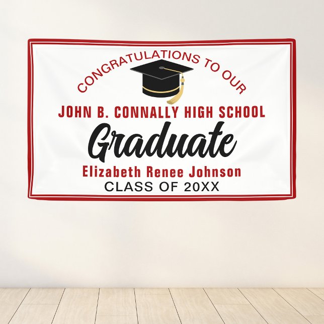 Red Congratulations Graduate Customized Party Banner (Creator Uploaded)