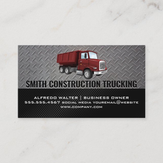 Red Construction Dump Truck Business Card (Front)
