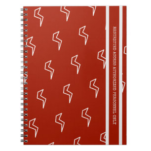 Red Construction Restricted Access Lightning Bolt Notebook