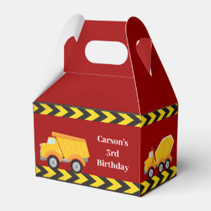 Red Construction Trucks Boys Birthday Party Favor Box