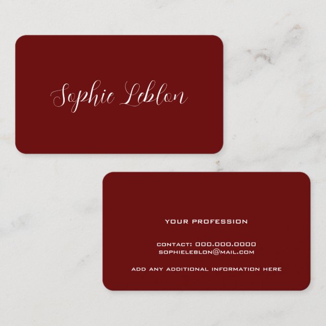 Red contact card with handwritten name (Front/Back)