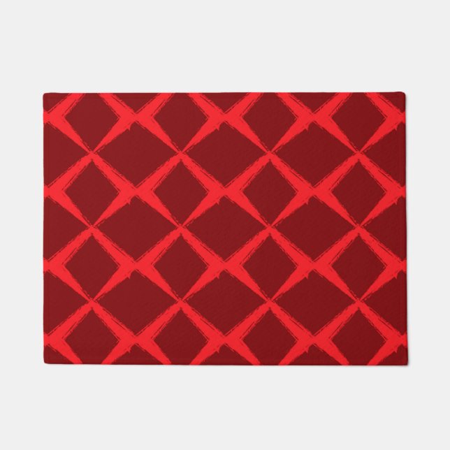 Red, cool, trendy, urban, x shape brush strokes doormat (Front)