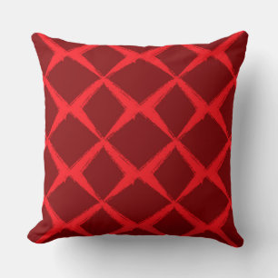 Red, cool, trendy, urban, x shape brush strokes throw pillow