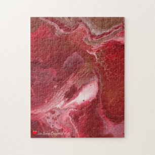 Red Copper White Abstract Jigsaw Puzzle