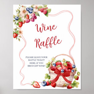 Red Coquette Berry In Love Wine Raffle Game Sign
