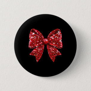 Red Coquette Bow Disco Ball Christmas Holiday Wome 2 Inch Round Button