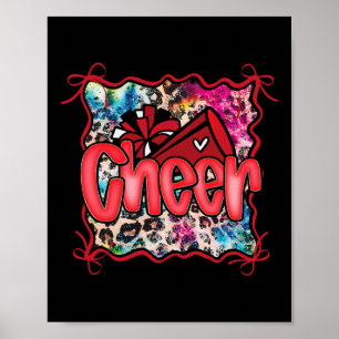 Red Coquette Cheer Cheerleader Pom Megaphone Girl Poster