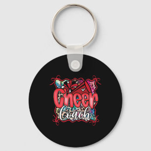 Red Coquette Cheer Coach Dad Cheerleading Pom Mega Keychain