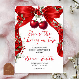 Red Coquette Cherry on top bachelorette weekend Invitation