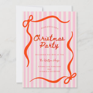 Red coquette Whimsical Hand Drawn Christmas  Invitation