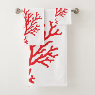 Red Coral Bathroom Towel Set