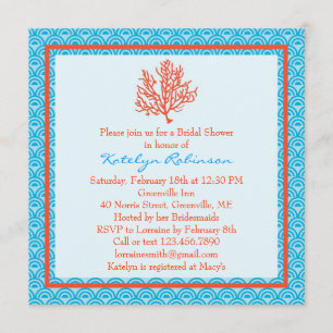 Red Coral Bridal Shower Invitation
